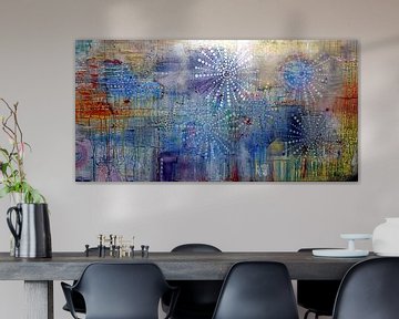 Abstract kleurrijk vuurwerk fusie psychedelisch modern van Carina