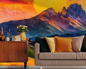 Herfstzonsondergang boven de Alpe di Siusi