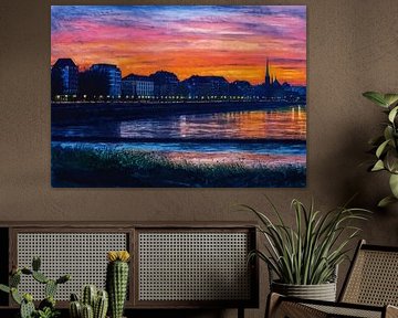 Les rives du Rhin à Düsseldorf au petit matin 2 sur MIROKKU