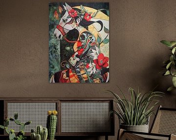 Homme Cheval Fusion Motifs floraux Élégance sur gm_designs