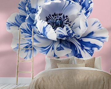 Porseleinen Bloem - Blauw Witte Papaver van But First Framing