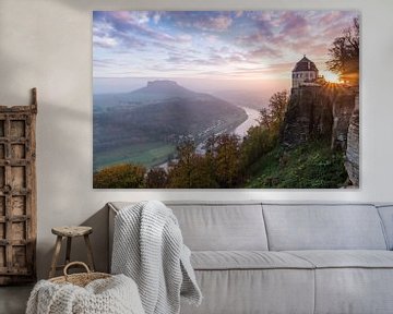 Lilienstein met Elbe-vallei en Friedrichsburg op de vesting König van Uwe Naumann