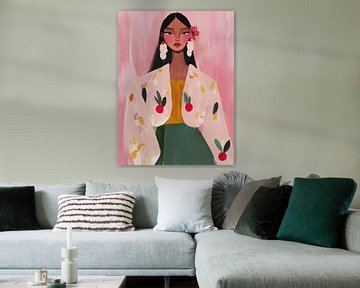 Colourful modern portrait "Fashionista" by Carla Van Iersel