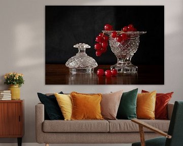 Red berries in a jam jar