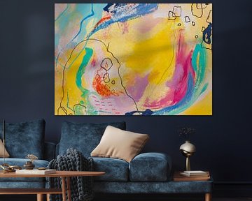 Happy Place 001 - abstract schilderij van QEIMOY