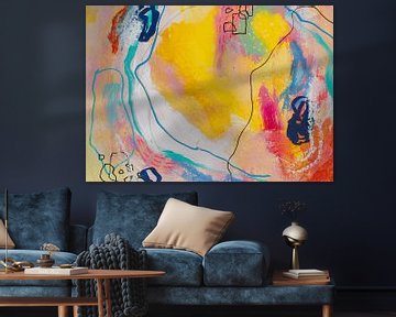 Happy Place 002 - abstract schilderij van QEIMOY