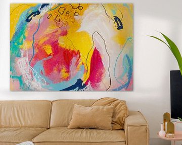 Happy Place 004 - abstract schilderij van QEIMOY