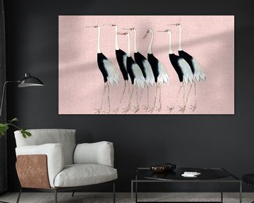 Japan Kraniche auf Pastel Pink