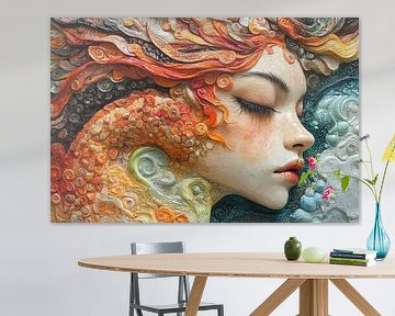 spirituelle Malerei Frau mit Blumen