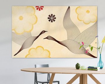 Japan kraanvogels Vintage Geel van Mad Dog Art