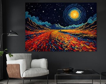Night Sky Landscape with Swirling Celestial Body and Multicolore by Markus Gann
