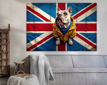 French Bulldog in Jacket on Union Jack Flag by Markus Gann