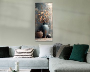 Japandi Bloemen Pracht | Earthbound Whispers van Kunst Kriebels
