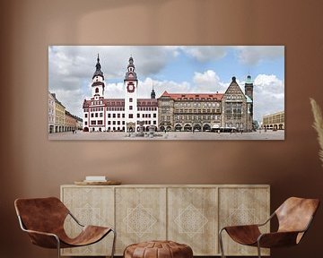 Chemnitz | Oude en nieuwe stadhuis van Panorama Streetline