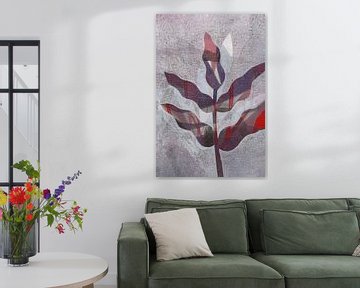 Abstract harmony: Branch in purple and red by Karin van der Vegt