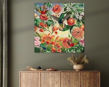 Landscape full of Summer and Hummingbirds by Marja van den Hurk
