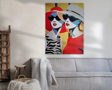 Pop Art Portret twee vrouwen zomerzon grafisch van gm_designs