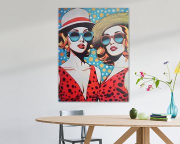 Pop Art Portret twee vrouwen zomerzon grafisch van gm_designs