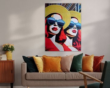 Pop Art Portret twee vrouwen zomerzon grafisch van gm_designs