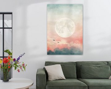 Moon Clouds Sky Birds by Niklas Maximilian