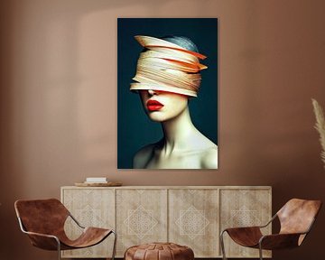 Portrait de mode avec bandes de bois sur Frank Heinz