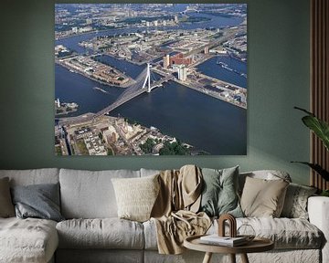 Luchtopname van de Erasmusbrug in Rotterdam van Frans Rombout