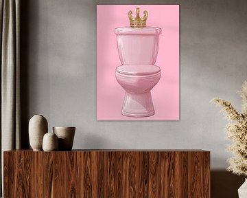 Roze toilet met gouden kroon van Pixelbull Design