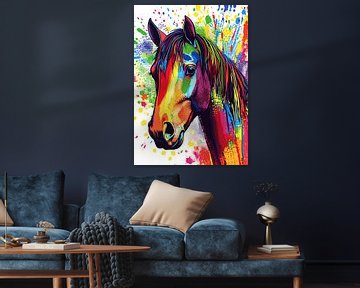 Kleurrijk portret van een paard van Pixelbull Design