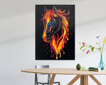Fiery horse portrait with glowing mane by Pixelbull Design