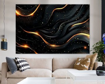 Abstracte zwart-gouden lijnen kunst van Art & Soul Creations