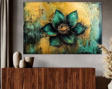 Groene bloem met gouden details van Imperial Art House