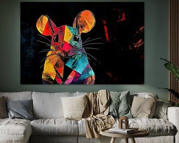 Colourful mouse in abstract style