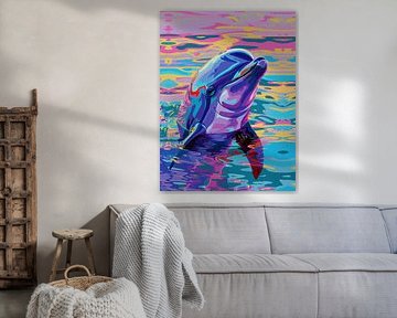 Lebendiger Delphin - Neon Ocean Dream