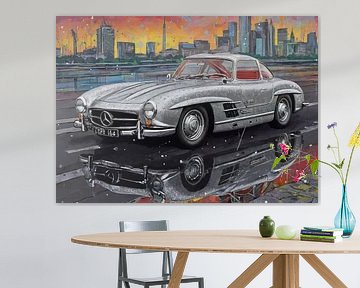 The Classic 1964 Mercedes-Benz 300SL Gullwing with Cityscape by MIROKKU