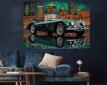The Classic 1951 Jaguar XK120 with Cityscape by MIROKKU