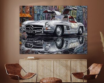 The Classic 1964 Mercedes-Benz 300SL Gullwing with Cityscape 2 by MIROKKU