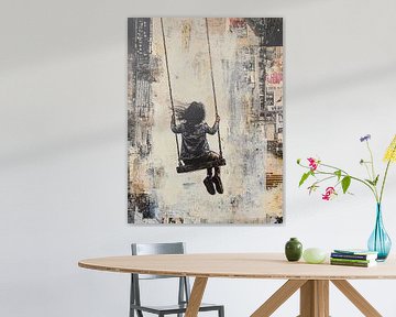 Schommelende Meid | Zwevend Meisje Kunst van Blikvanger Schilderijen