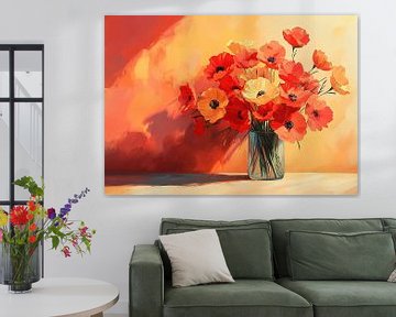 Modern Floral Painting | Blaze Petal Fusion by Art Whims