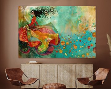 Vrouw Dans | Dream Spirals van Abstract Schilderij