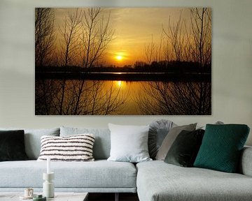 Sunset over the river van Angela Seubring