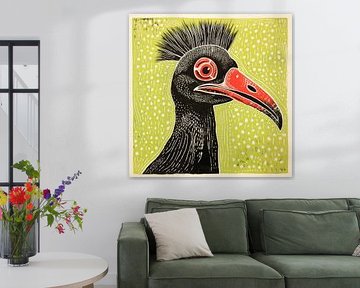 Groene kasuaris in volkskunst