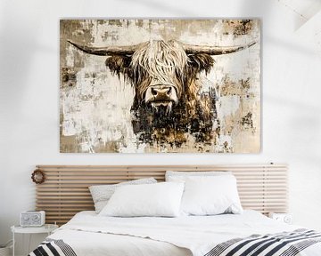 Schotse hooglander schilderij abstract van Art & Soul Creations