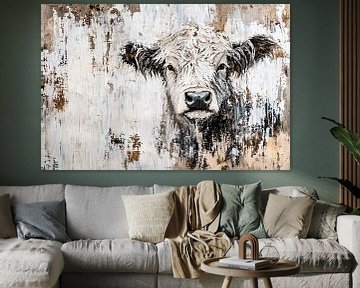 Abstracte Schotse hooglander schilderij van Art & Soul Creations