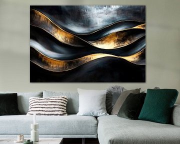 Zwart gouden abstracte golven van Imperial Art House