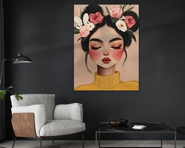 Modern portret in pastelkleuren van Studio Allee