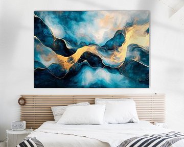 Fluid abstract blue and gold