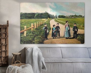 Historische ansichtkaart uit 1903 van kinderen op een landweg bij Baarn van Patricia Hofmeester