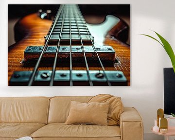 Sfeervolle achtergrond van muziekinstrument, elektrische basgitaar van Ariadna de Raadt-Goldberg