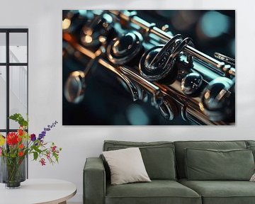 Sfeervolle achtergrond van muziekinstrument, Fluit van Ariadna de Raadt-Goldberg