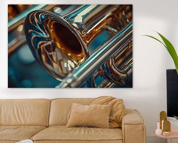 Sfeervolle achtergrond van muziekinstrument, Trombone van Ariadna de Raadt-Goldberg